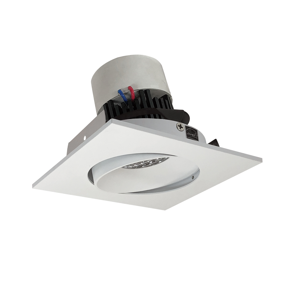 4" Pearl LED Square Adjustable Cone Retrofit, 1000lm / 12W, 4000K, Matte Powder White Reflector