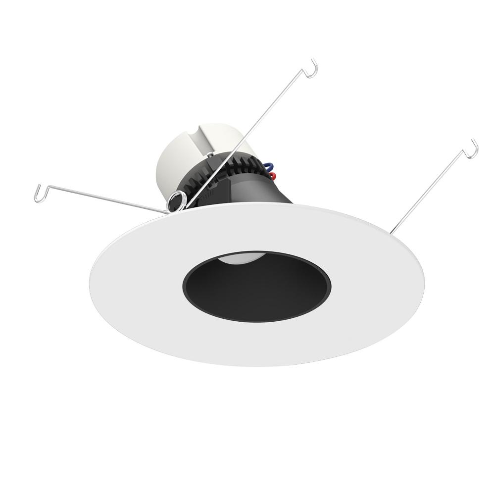 5"/6" Pearl LED Round Adjustable Slot Retrofit, 950lm / 12W, 3500K, Black Reflector / Matte