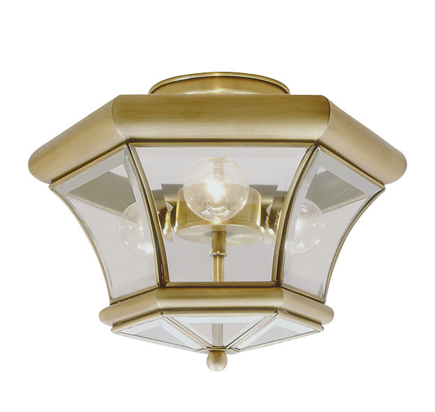 3 Light Antique Brass Ceiling Mount