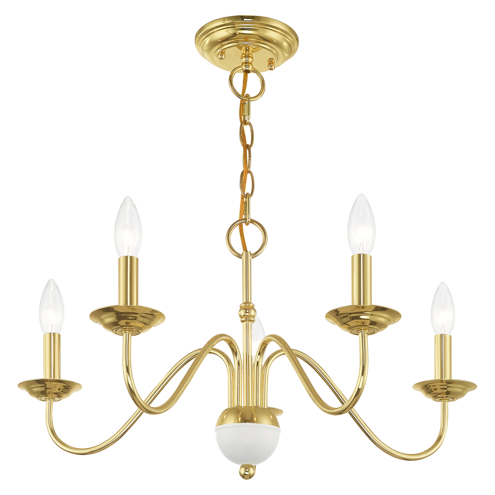 5 Lt Polished Brass Chandelier