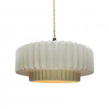 Justice Design Group CER-6553-MTGD-MBLK-BEIG-TWST - Medium Tier Pleated 1-Light Pendant