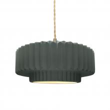 Justice Design Group CER-6553-PWGN-BRSS-BEIG-TWST - Medium Tier Pleated 1-Light Pendant