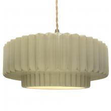 Justice Design Group CER-6555-VAN-BRSS-BEIG-TWST - Large Tier Pleated 1-Light Pendant