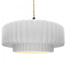 Justice Design Group CER-6555-WHT-MBLK-BEIG-TWST - Large Tier Pleated 1-Light Pendant