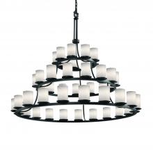 Justice Design Group FSN-8714-10-WEVE-MBLK - Dakota 45-Light 3-Tier Ring Chandelier