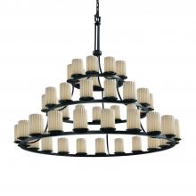 Justice Design Group POR-8714-10-PLET-MBLK - Dakota 45-Light 3-Tier Ring Chandelier