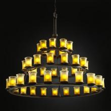 Justice Design Group GLA-8714-16-GLDC-MBLK - Dakota 45-Light 3-Tier Ring Chandelier