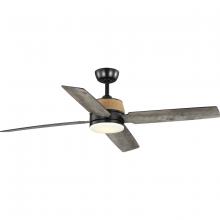 Progress P250097-31M-30 - Schaffer II Collection 56 in. Four-Blade Matte Black Modern Organic Ceiling Fan with Integrated LED