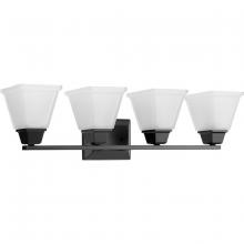 Progress P300161-31M - Clifton Heights Collection Four-Light Modern Farmhouse Matte Black Etched Glass Bath Vanity Light