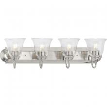 Progress P300392-009 - Four-Light Brushed Nickel Transitional Bath and Vanity Light with Clear Glass for Bathroom