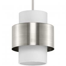 Progress P500398-009 - Silva Collection One-Light Brushed Nickel White Linen Shade Pendant