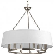 Progress P4618-09 - Cherish Collection 24" Six-Light Brushed Nickel Coastal Chandelier Light with Summer Linen Shade