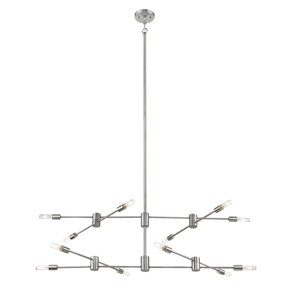 12x60W Multi Light Linear Pendant w/ Polished Nickel Finish