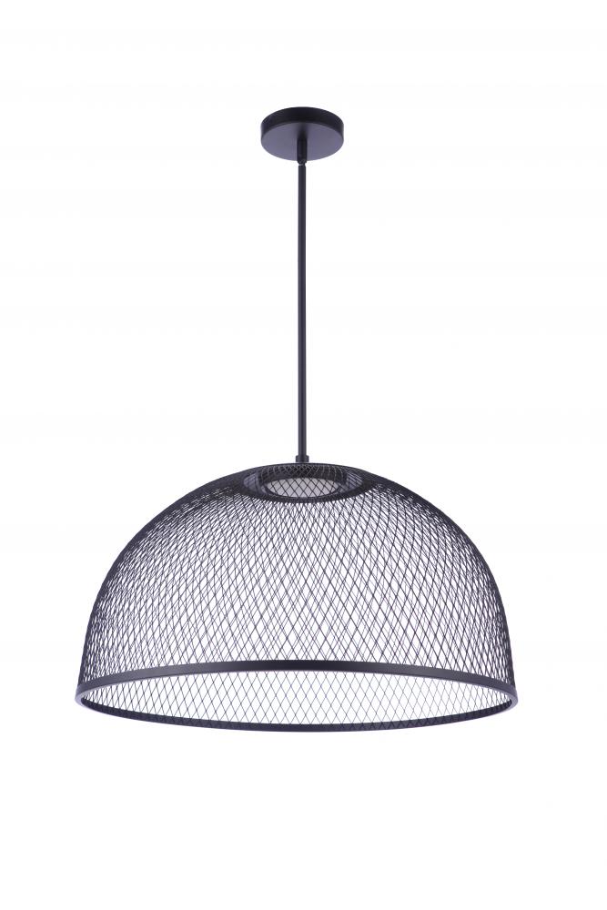 24.25" Diameter Sculptural Statement Metal Mesh Dome Pendant in Flat Black