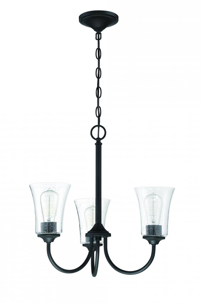 Gwyneth 3 Light Chandelier in Flat Black