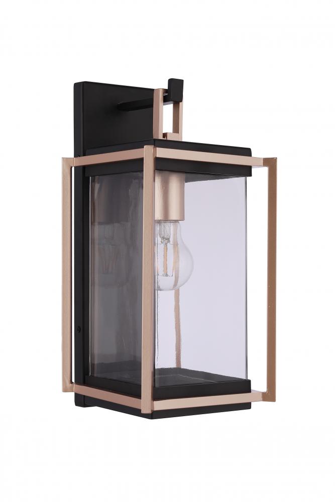 Metalwork 1 Light Outdoor Wall Lantern in Midnight/Satin Brass