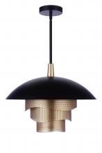 Craftmade P1010FBMG-LED - 19 Diameter Sculptural Statement Dome Pendant with Perforated Metal Shades in Flat Black/Matte Gold