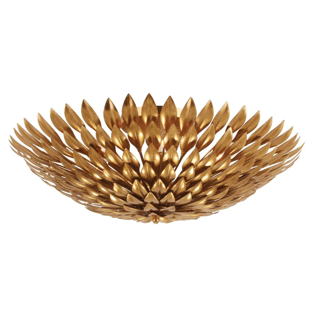 Broche 6 Light Antique Gold Flush Mount