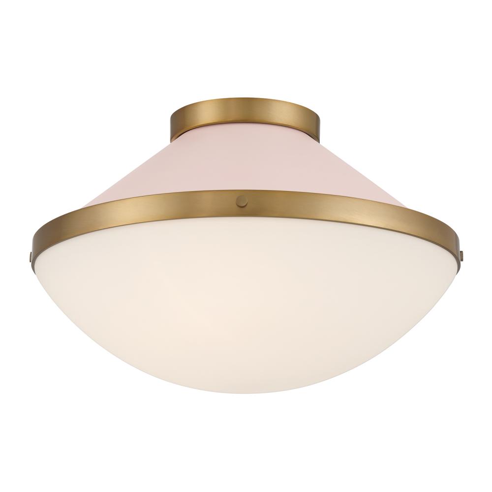 Xander 2 Light Vibrant Gold + Blush Flush Mount