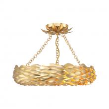 Crystorama 535-GA_CEILING - Broche 6 Light Antique Gold Semi Flush Mount