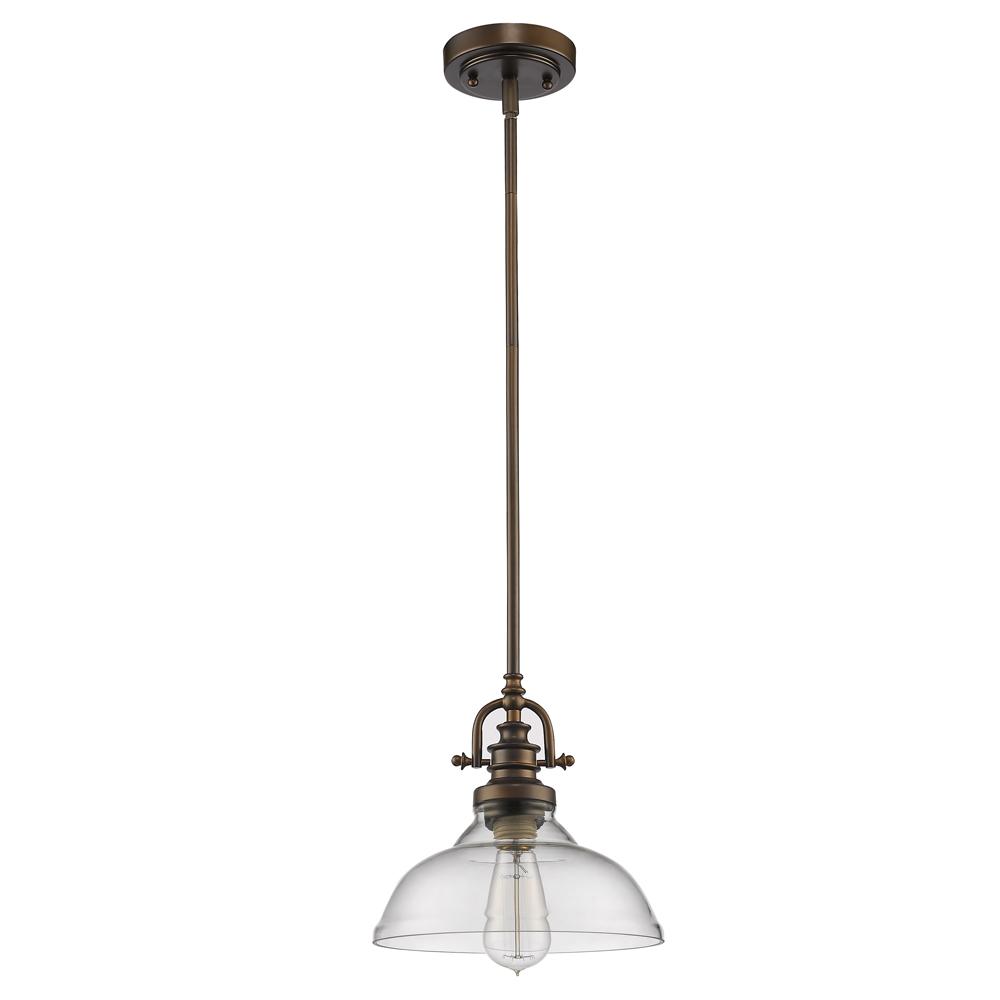 Virginia Indoor 1-Light Mini Pendant W/Glass Shade In Oil Rubbed Bronze