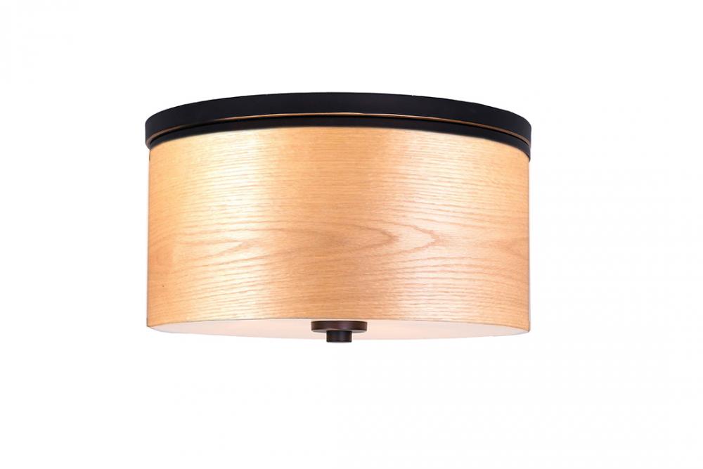 Woodbridge Lighting 15830MEB-SV1150N Hudson Veneer Shade Flush Mount