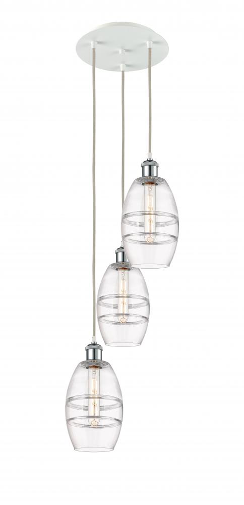 Vaz - 3 Light - 12 inch - White Polished Chrome - Cord Hung - Multi Pendant