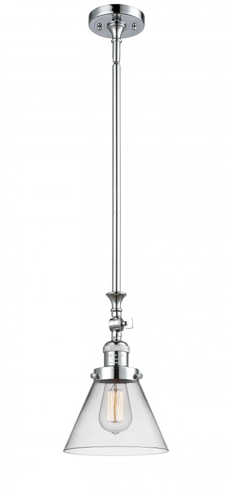 Cone - 1 Light - 8 inch - Polished Chrome - Stem Hung - Mini Pendant