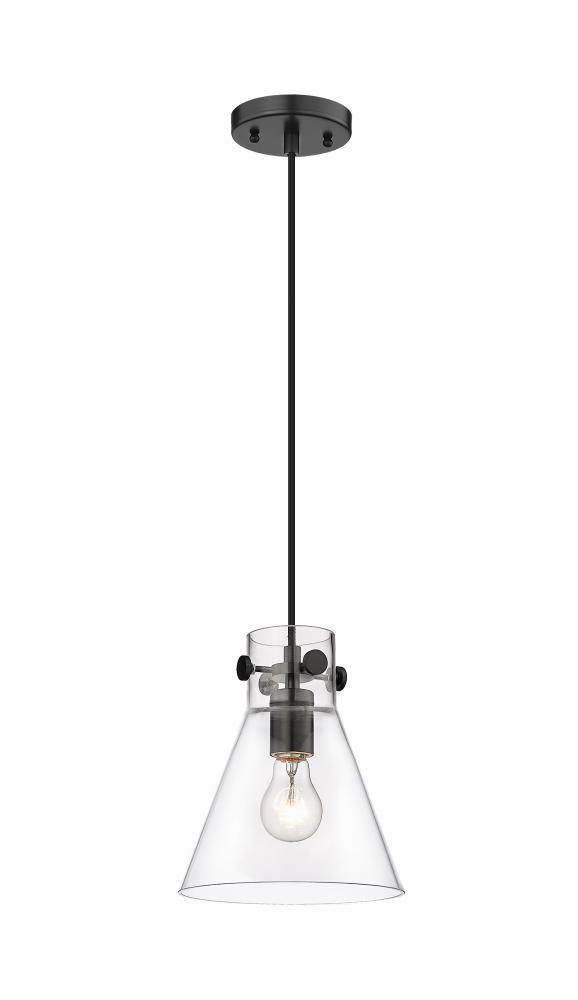 Newton Cone - 1 Light - 8 inch - Matte Black - Cord hung - Pendant