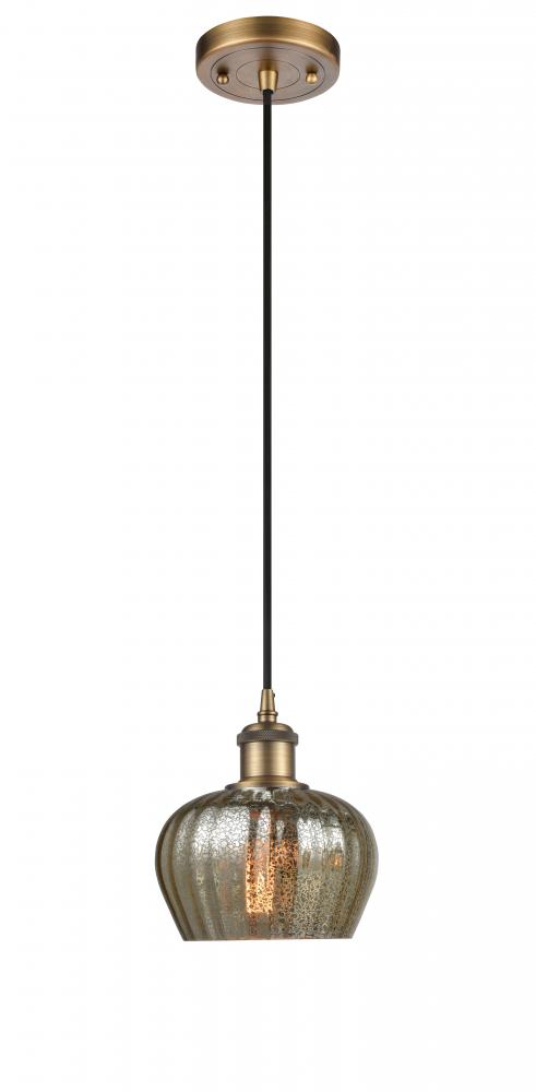 Fenton - 1 Light - 7 inch - Brushed Brass - Cord hung - Mini Pendant