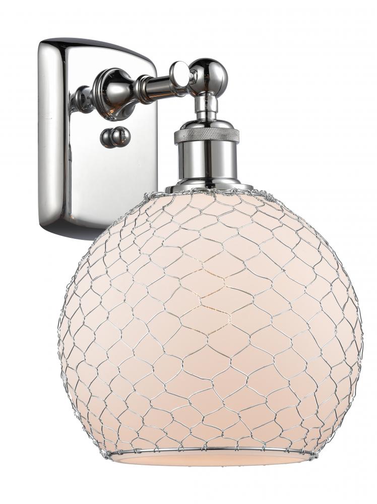 Farmhouse Chicken Wire - 1 Light - 8 inch - Polished Chrome - Sconce