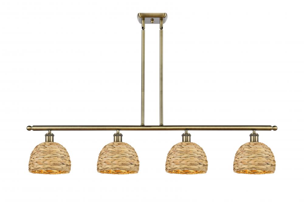 Woven Rattan - 4 Light - 48 inch - Antique Brass - Multi Pendant