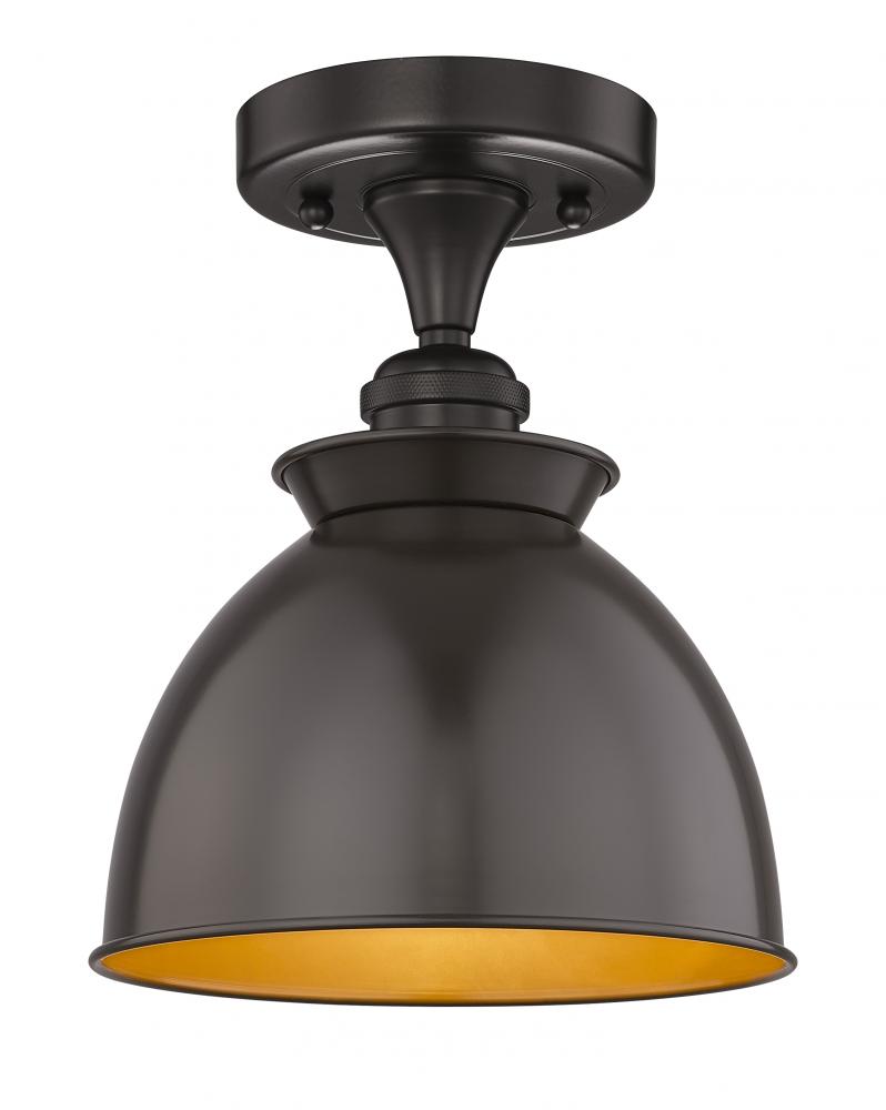 Adirondack - 1 Light - 8 inch - Oil Rubbed Bronze - Semi-Flush Mount