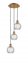 Innovations Lighting 113B-3P-BB-G1215-6 - Athens Water Glass - 3 Light - 13 inch - Brushed Brass - Cord hung - Multi Pendant