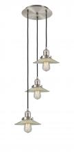  113F-3P-SN-G2 - Halophane - 3 Light - 16 inch - Brushed Satin Nickel - Cord hung - Multi Pendant