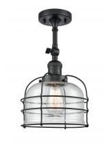 Innovations Lighting 201F-BK-G74-CE - Bell Cage - 1 Light - 9 inch - Matte Black - Semi-Flush Mount