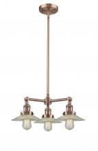 Innovations Lighting 207-AC-G2 - Halophane - 3 Light - 22 inch - Antique Copper - Stem Hung - Chandelier