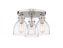 Innovations Lighting 410-3F-SN-G412-7CL - Newton Bell - 3 Light - 18 inch - Satin Nickel - Flush Mount