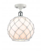 Innovations Lighting 516-1C-WPC-G121-10RW - Farmhouse Rope - 1 Light - 10 inch - White Polished Chrome - Semi-Flush Mount