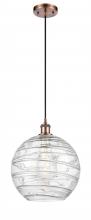 Innovations Lighting 516-1P-AC-G1213-12 - Athens Deco Swirl - 1 Light - 12 inch - Antique Copper - Cord hung - Mini Pendant