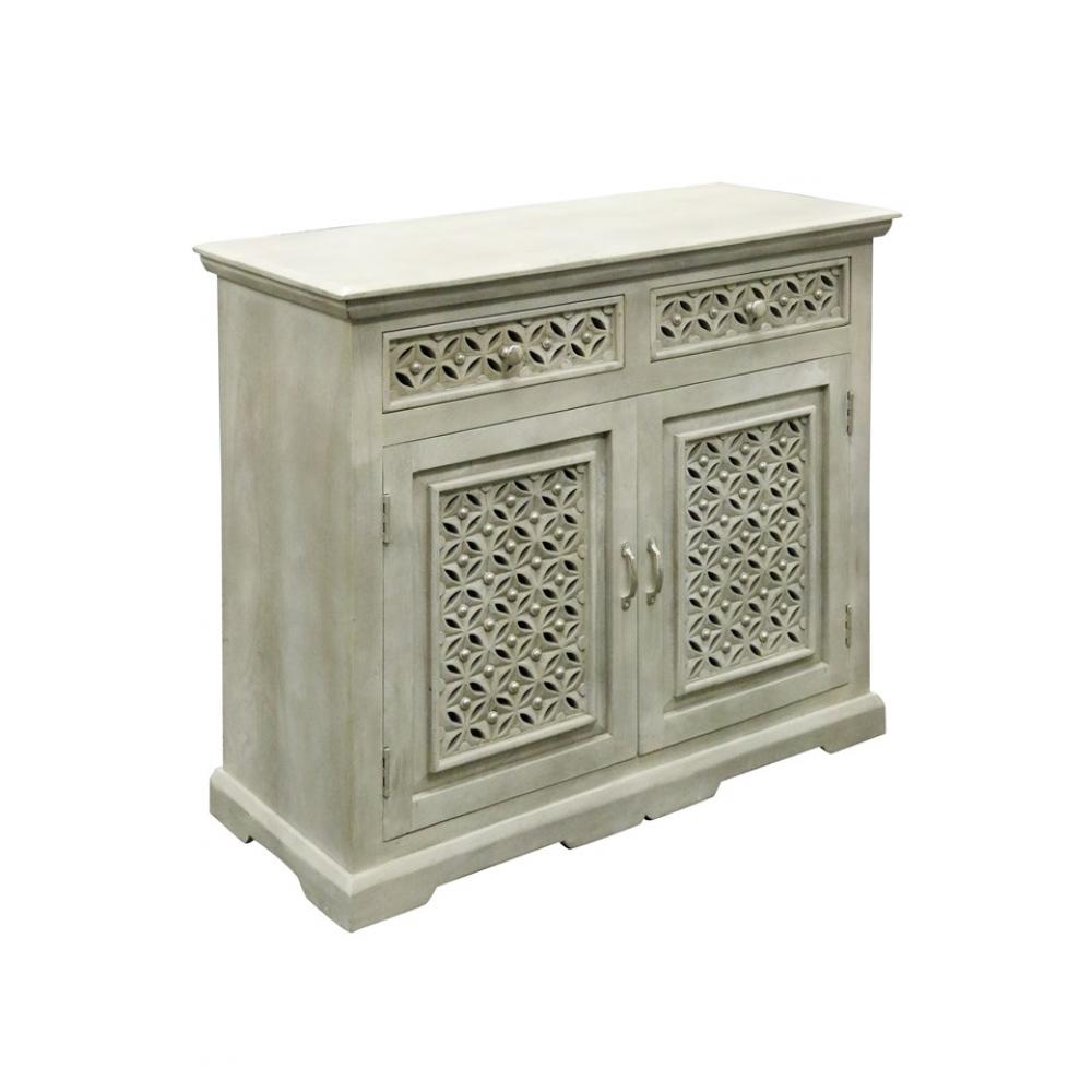 Grey Craved Door Drawer Cabinet 