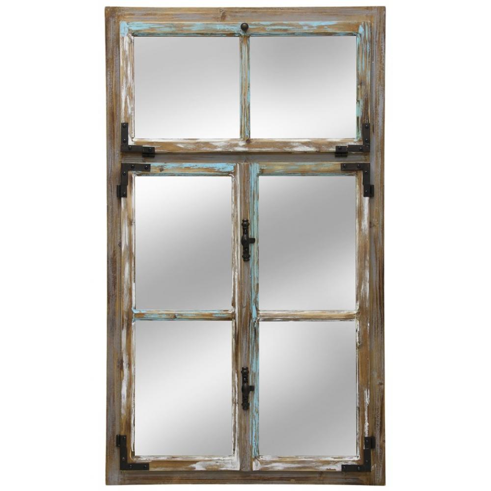 Distressed Window Pane Mirror 