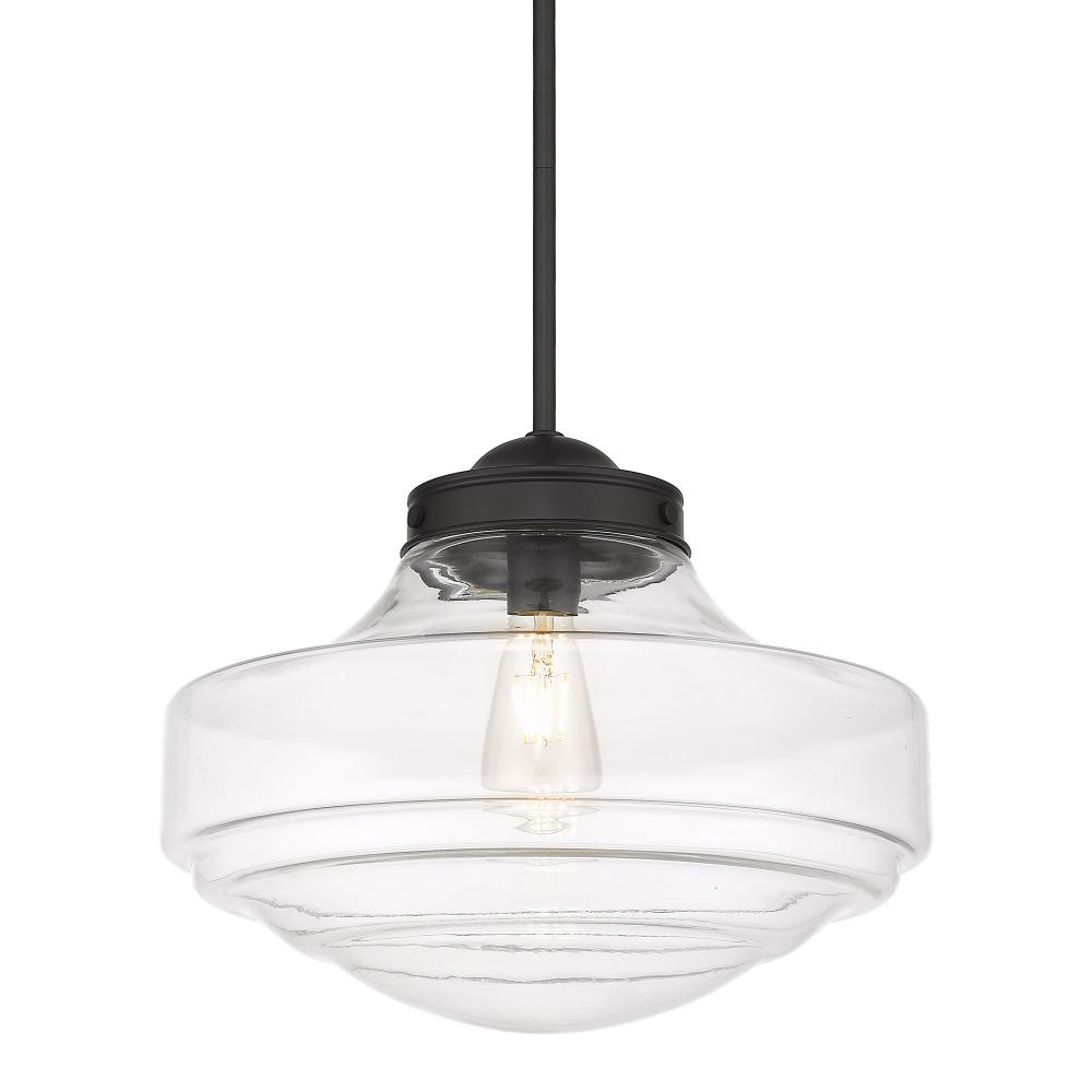 Ingalls Large Pendant in Matte Black with Clear Glass Shade