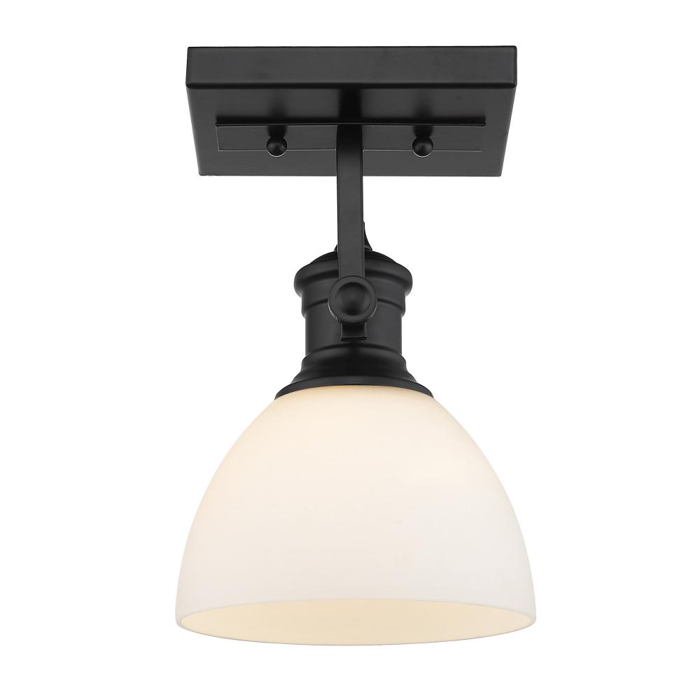 Hines 1-Light Semi-Flush in Matte Black with Opal Glass