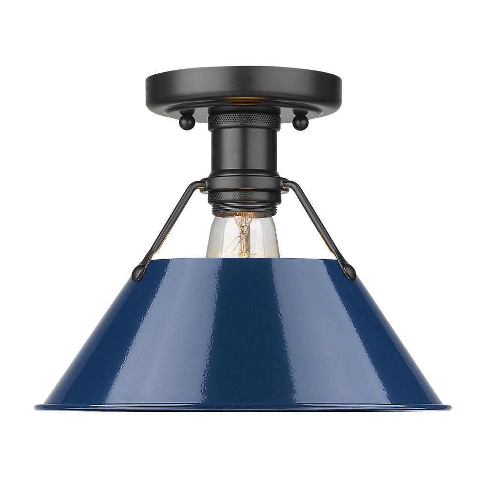 Orwell BLK Flush Mount in Matte Black with Matte Navy shade