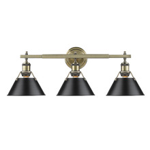 Golden 3306-BA3 AB-BLK - Orwell 3-Light Vanity Light in Aged Brass with Matte Black