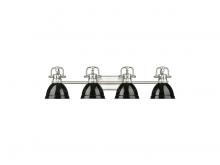 Golden 3602-BA4 PW-BK - Duncan 4-Light Bath Vanity in Pewter with Black