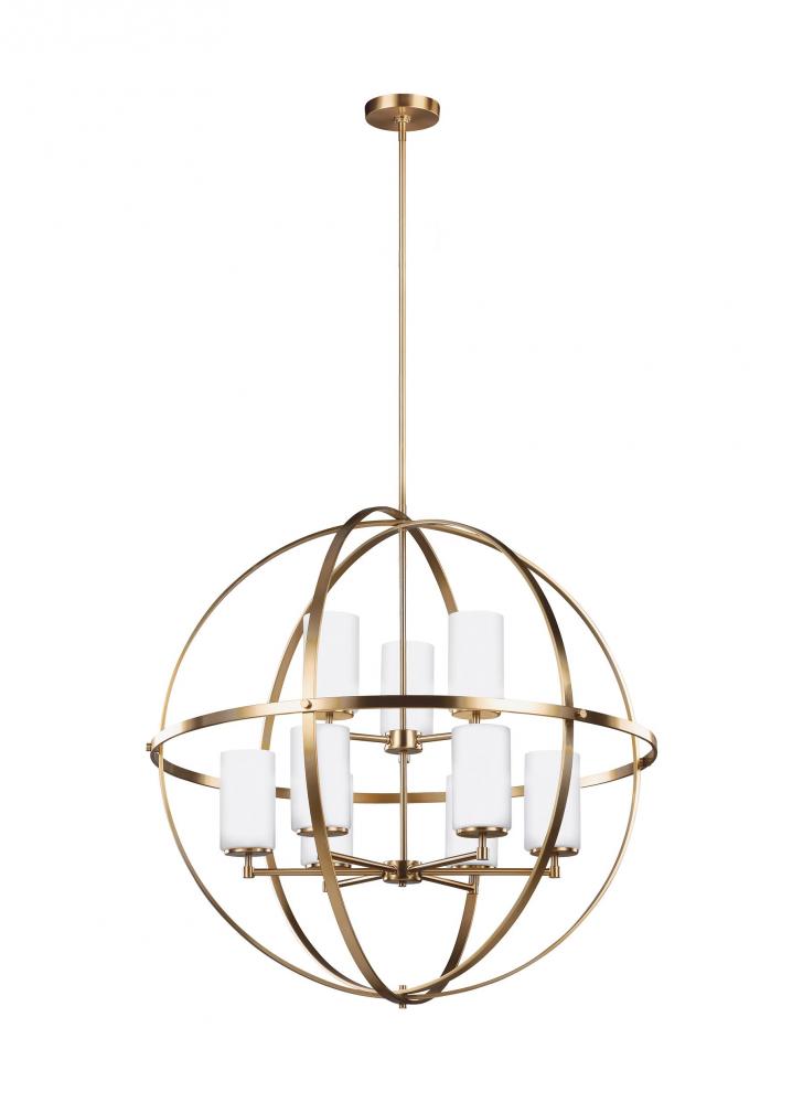 Alturas contemporary 9-light LED indoor dimmable ceiling chandelier pendant light in satin brass gol