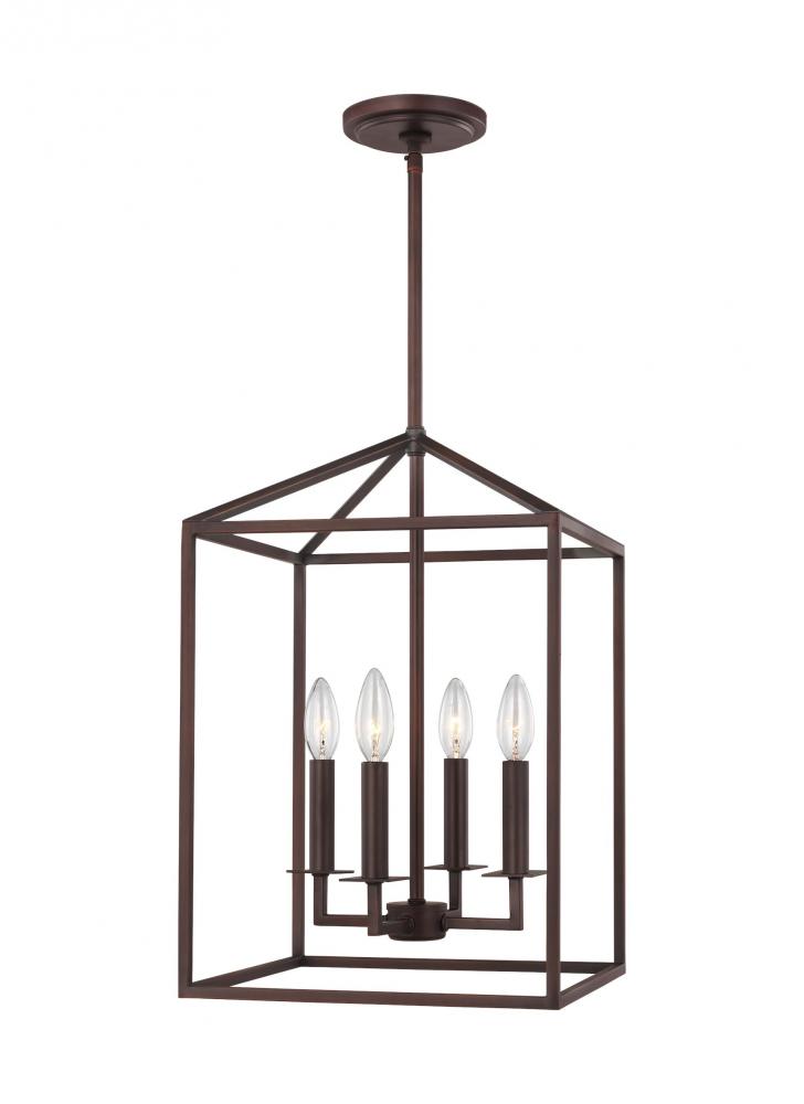 Perryton transitional 4-light LED indoor dimmable small ceiling pendant hanging chandelier light in