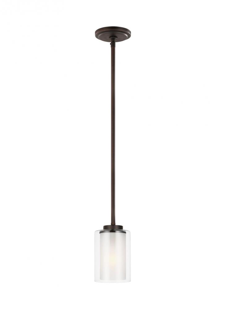 Elmwood Park traditional 1-light LED indoor dimmable ceiling hanging single pendant light in bronze